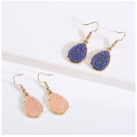Jewelry - 🔴 $8 CLEARANCE Druzy Stone Drop Dangle Earrings